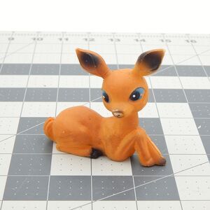 Baby Doe Deer Laying Fawn Hard Plastic Blue Eyes Christmas Decor Hong Kong